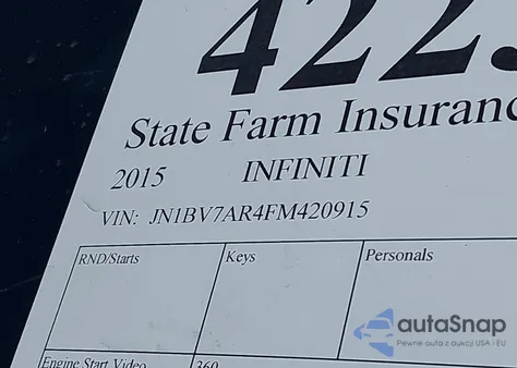 2015 Infiniti Q50 Premium from USA, damaged, VIN JN1BV7AR4FM420915